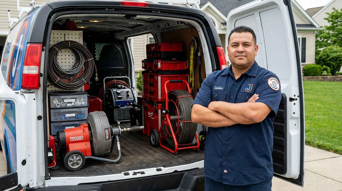 Professional drain cleaning equipment and Johns Plumbing LLC plumber in Sand Lake