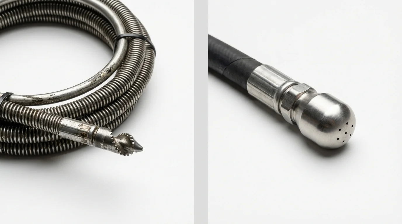 Drain snake cable and hydro jetting nozzle used for drain cleaning in Sand Lake, MI