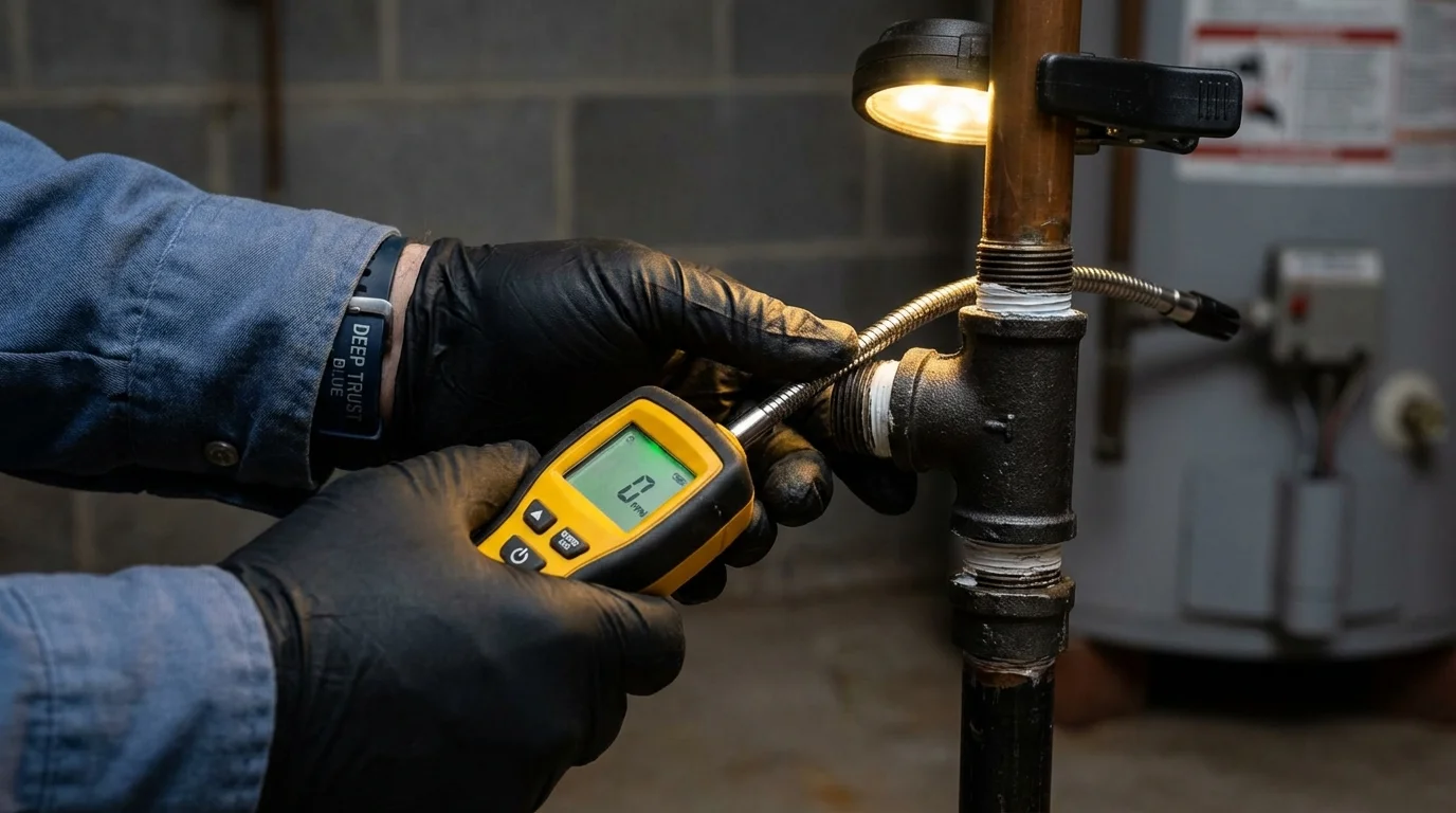 Gas leak detection with electronic sniffer by Johns Plumbing LLC in Sand Lake